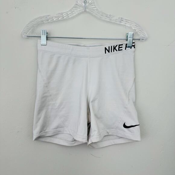Nike Pro White Athletic Compression Shorts Dri Fit Women’s Size M - Picture 1 of 8
